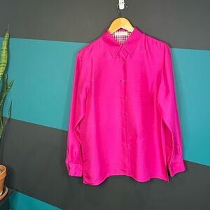 Foxcroft 100% Silk Women's Fuchsia Button Down Shirt